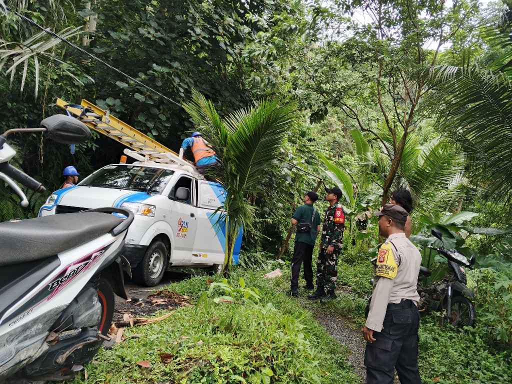 Gerak Cepat, Babinsa Selisihan Bersama Aparat Gabungan Tangani Pohon Tumbang Di Desa Selisihan