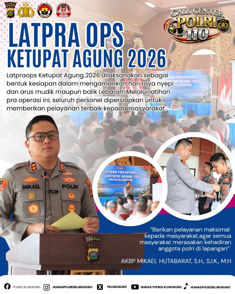 Polres Klungkung Gelar Lat Pra Ops Ketupat Agung 2026.