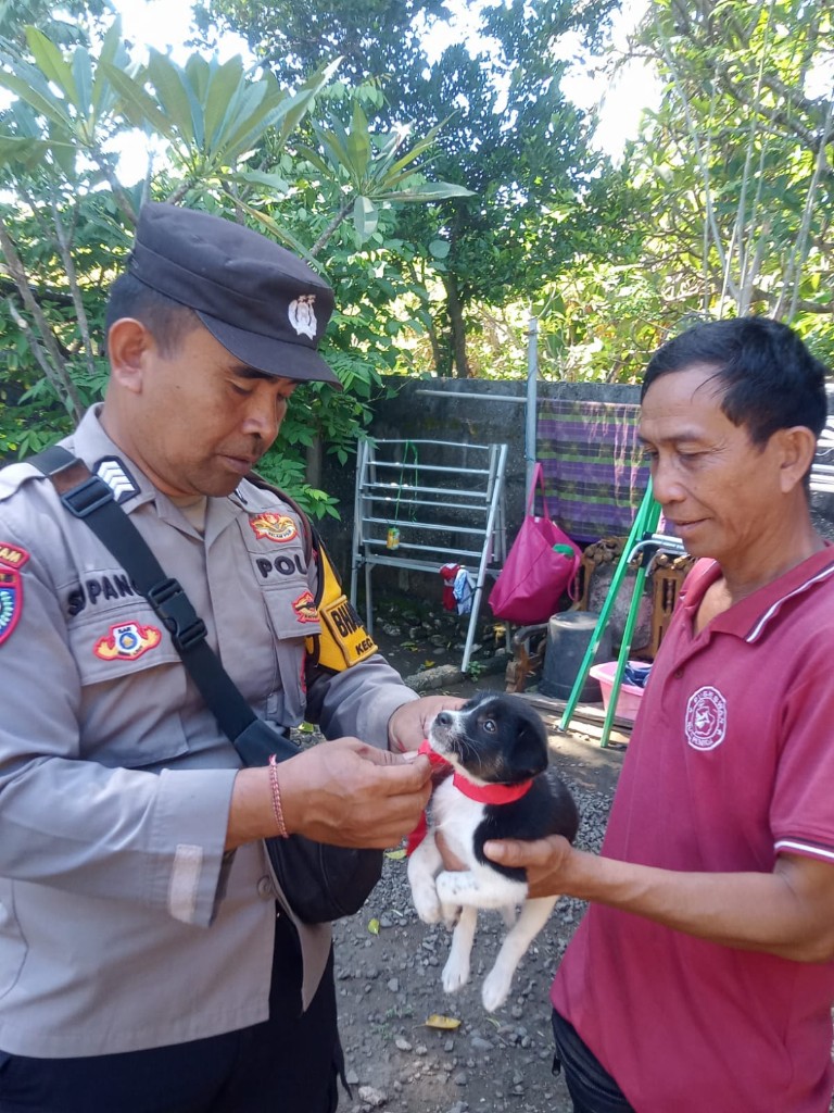 Bhabinkamtibmas Desa Suana Dampingi Vaksinasi Rabies, Dukung...