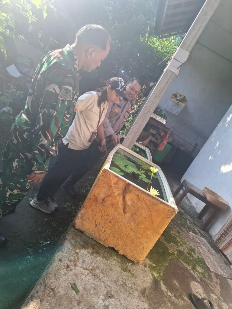 Deteksi Dan Cegah Dini DBD, Babinsa Bungbungan Bersama Nakes Desa Dan Puskesmas Banjarangkan I Gelar Pemberantasan Sarang Nyamuk