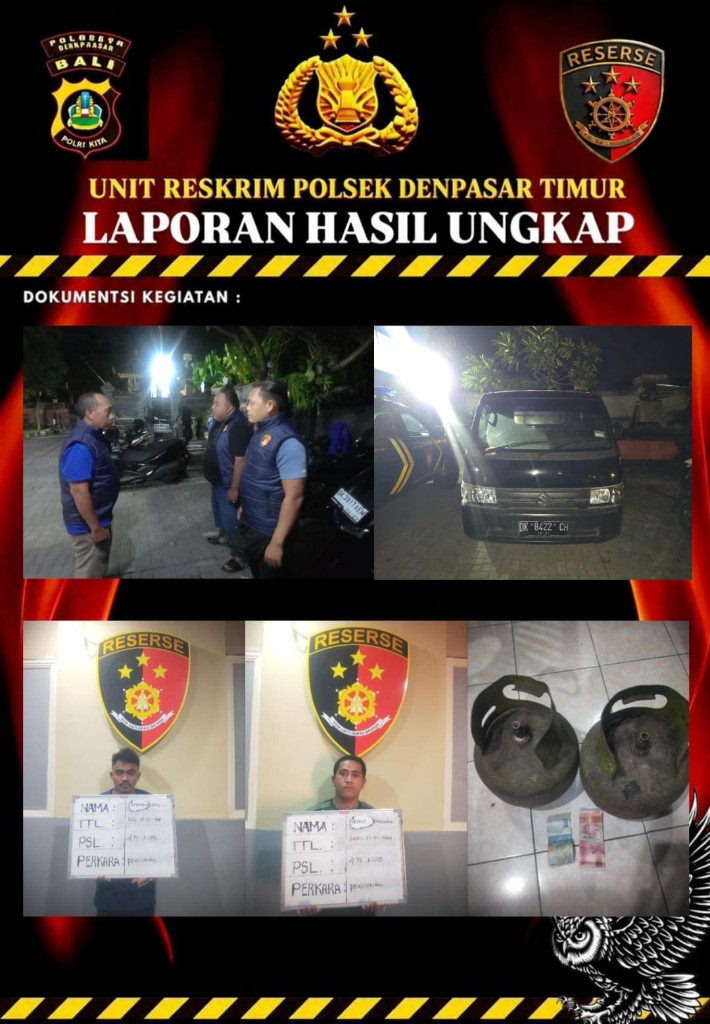Viral di Media Sosial, Unit Reskrim Polsek Denpasar Timur Ungkap Kasus Pencurian Tabung Gas LPG