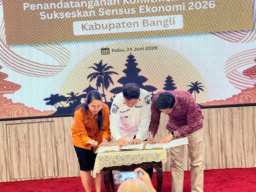 Perkuat Basis Data Daerah, Pemkab Bangli dan BPS Teken Komitmen Bersama Sukseskan Sensus Ekonomi 2026.
