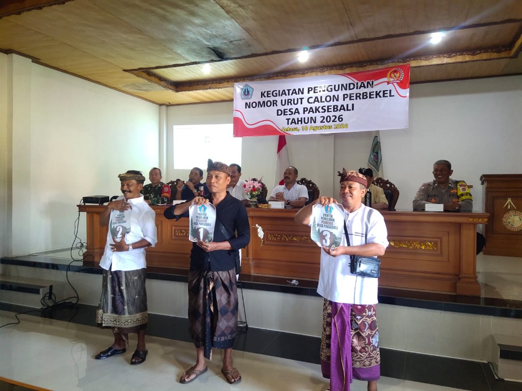 Dikawal Babinsa, Tiga Kandidat Calon Perbekel Desa Paksebali Tetapkan Nomor Urut