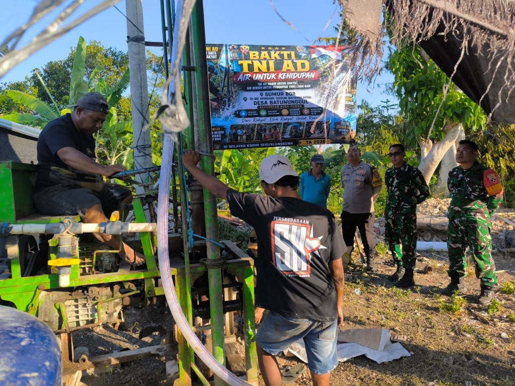 Air Untuk Kehidupan, Kodim Klungkung Hadir  Penuhi Kebutuhan Air Bersih di Nusa Penida Melalui Sumur Bor