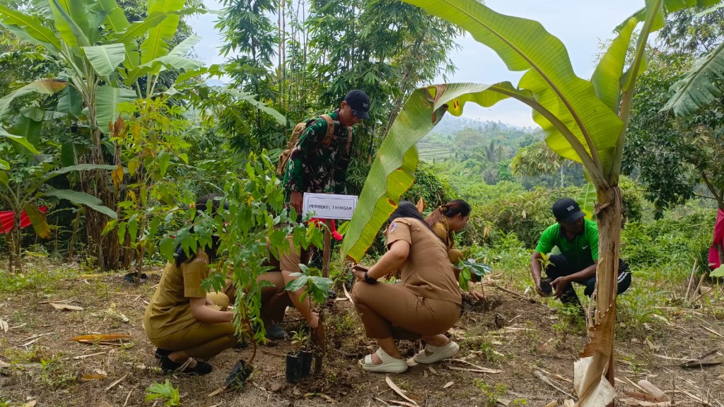 Bersatu Dengan Alam, Kodim Klungkung Tanam Ratusan Pohon di Pura Prajepati Desa Tihingan