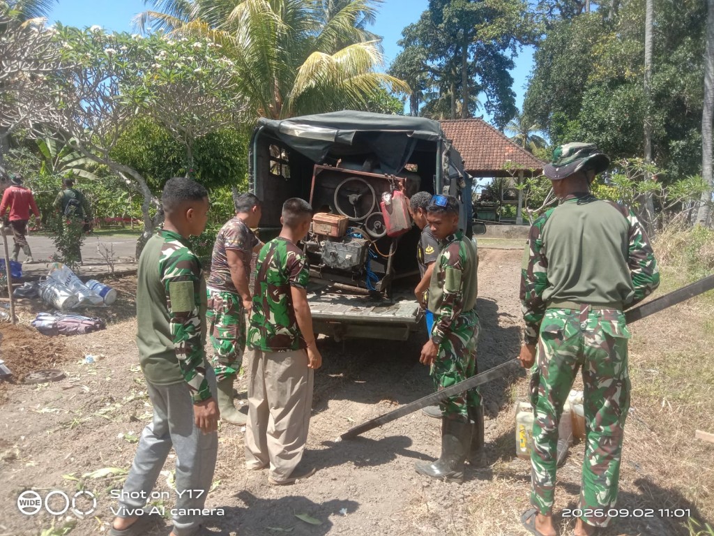 Satgas TMMD 130 Kodim Klungkung Mulai Distribusikan Sarana dan Prasarana Pendukung Serta Material Ke Lokasi Sasaran